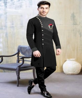 Men's Premium Quality Stylish Punjabi/Sherwani With Trouser And Bronze Set- Full Set