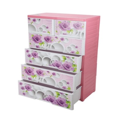 RFL Wardrobe Double 5 Drawer KD Elegant Floral Pink