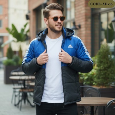 Men’s Insulated Zipper Hoodie Jackets Adidas(Pettol/Black)-AD 06