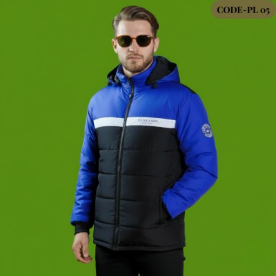 Men’s Insulated Zipper Hoodie Jackets US Polo(ROYEL BLUE)-PL 05