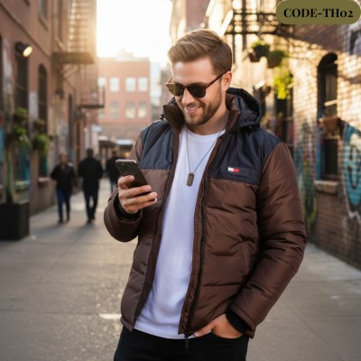 Men’s Insulated Export Hoodie Jackets Tommy(Coffee)-TH 02