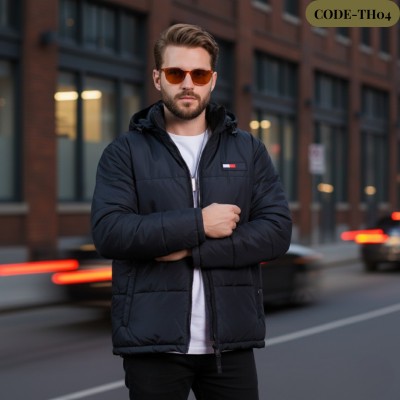 Men’s Insulated Export Hoodie Jackets Tommy(FULL BLACK) -TH 04