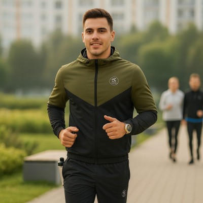 Men's New Premium HODIEE Jacket For winter 2025-26 ( OLIVE &BLACK CONTRAST )