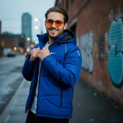 Men’s Insulated Zipper Hoodie Jackets Nike(Royel Blue)