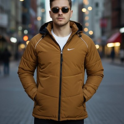 Men’s Insulated Zipper Hoodie Jackets Nike(Golden)