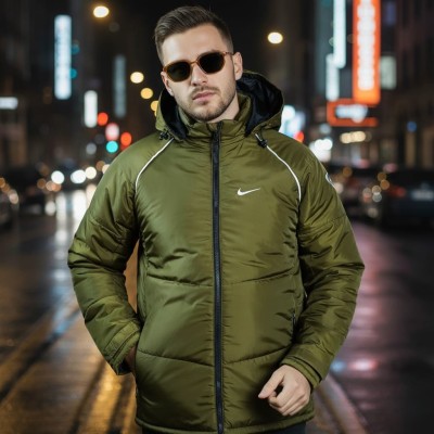 Men’s Insulated Zipper Hoodie Jackets Nike(Olive)