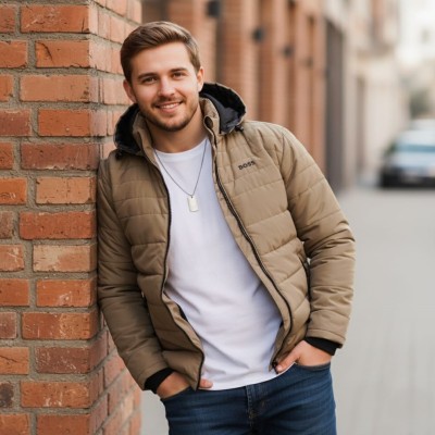 Men’s Insulated Zipper Hoodie Jackets Boss(Golden)