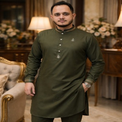 ঈদ প্রিমিয়াম লাক্সারি কাবলি সেট - Olive